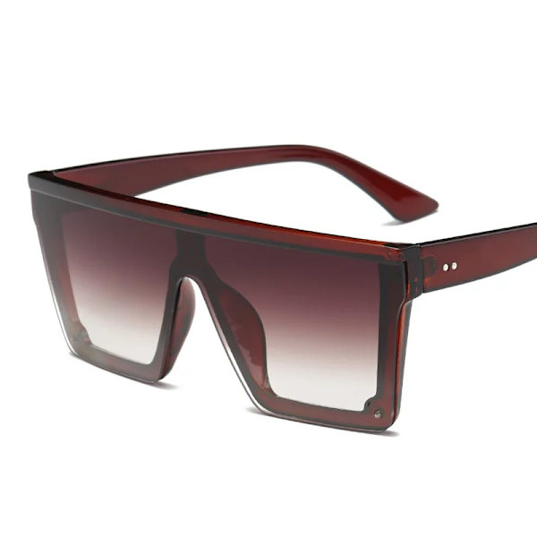 DCM Nya Oversized Man Flat Top Solglasögon Märke Black Square Shades UV400 Gradient Solglasögon UV400 C2 Brown