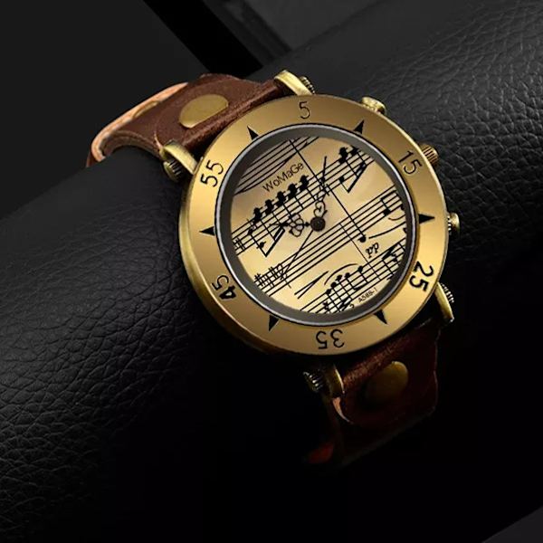 Womage varumärke damklockor musikstil mode damklockor läder damklocka watch bayan kol saati mujer relogio feminino Red