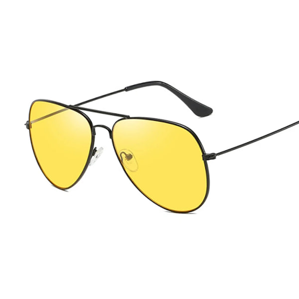 Klassiska Pilot Solglasögon Kvinna Mode Märke Designer Solglasögon Man Mans Färgglad Spegel Flyg Metallram Köra Oculos Black Yellow
