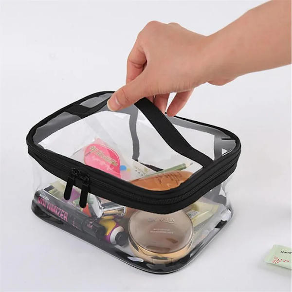 1 st Resor PVC kosmetiska väskor Dam Transparent genomskinlig dragkedja Sminkväskor Organizer Badtvätt Smink Tote Handväskor Case J