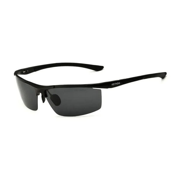 VEITHDIA Aluminium Magnesium Solglasögon Herr Polarized UV400 Beläggning Spegel Solglasögon Utomhus Man Glasögon Tillbehör 6588 Black box add cloth