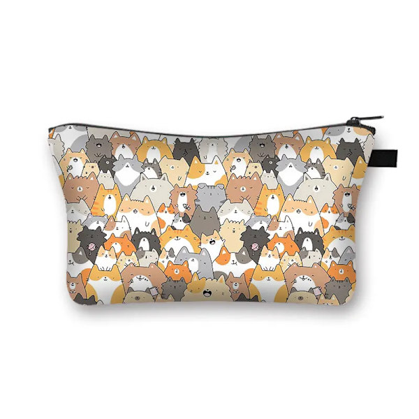 Söt Print Case Dam Sminkväskor Tecknad Kattunge Kosmetikväskor Flickor Förvaringsväska Rolig katt Cosplay Mona Lisa shzbmaot24