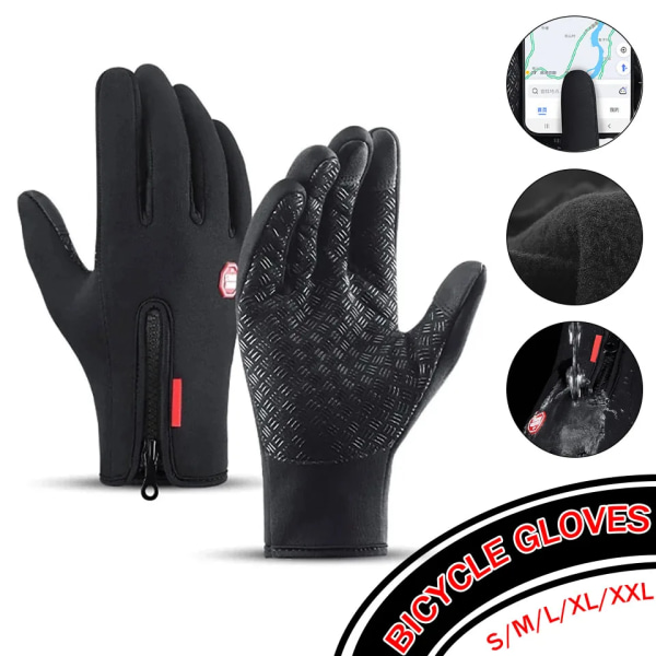 Pekskärm Vinter Thermal Varma Cykelcykelhandskar 2XL XXL Cykelskidor Utomhuscamping Vandring Motorcykelhandskar Helfinger C Grey M