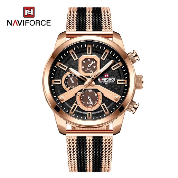 NAVIFORCE Kalenderklockor för män Casual Watch för män Quartz Armbandsklocka i rostfritt stål Watch Masculino 2022 RGB