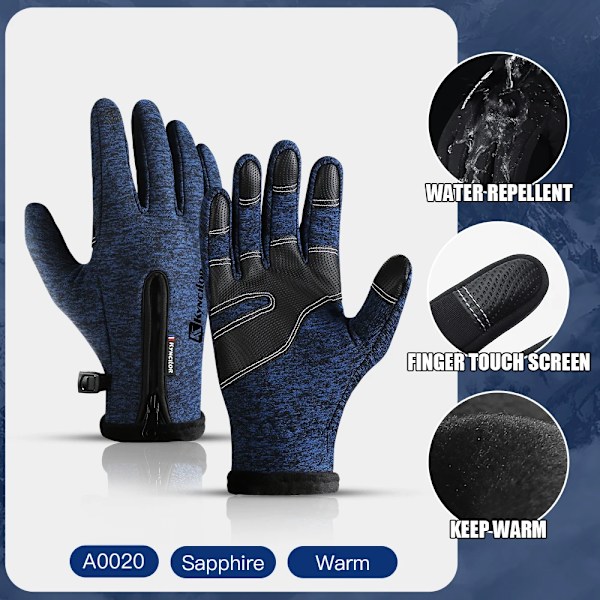 Kyncilor Herr Dam Vinterhandskar Touch Vattentäta Cykelhandskar Sporthandske Thermal fleece Motorcykel Löp Skidhandskar A0020-BU M