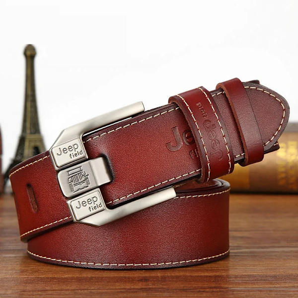 BekeleBOLO mäns bälte läder bälte män herr äkta läder rem lyxigt nål spänne casual herr bälte Cummerbunds ceinture JEEPF-Red brown 100cm