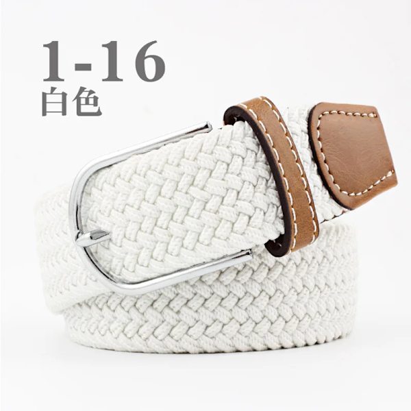 Unisex elastiskt tyg vävt Casual bältesnål Spänne Expanderbart flätat stretchduk Enkelt och snyggt fritids män kvinnor bälte FB  white 3.3cmX107cm