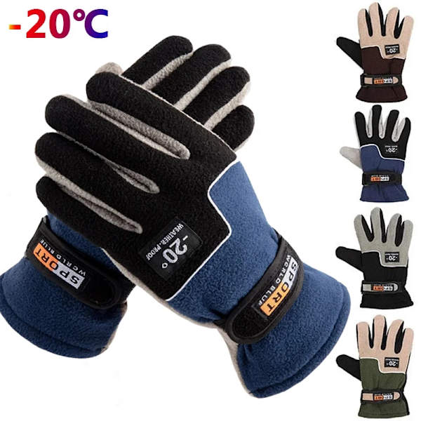 Män Vinter varm fleece thermal motorcykel thermal varma handskar Polar fleece vantar för män kvinnor snö sporthandskar A - army green