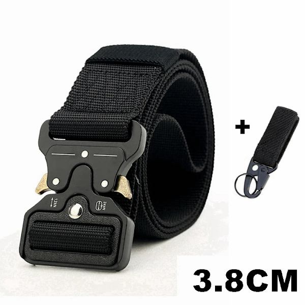 125-145CM taktiskt armébälte Militärträning Battle Nylon midjebälte Överlevnadstillbehör Krok Automatiska metallspännen för män 3.8cm B belt 1 hook 125cm