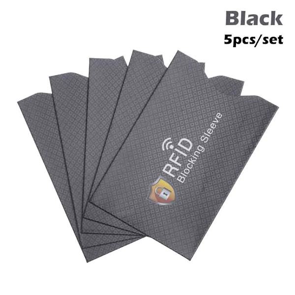 5 st Ny stöldskydd för RFID-kreditkortsskydd Blockerande korthållare ärm Hudfodral Case Case black
