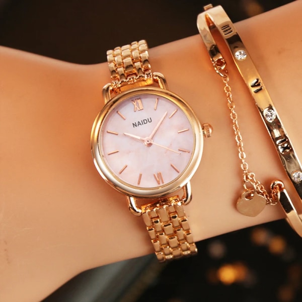 Damklockor Nya NAIDU Roseguld Silver Damarmbandsklocka watch dam armbandsur feminino reloj mujer kol saati Pink