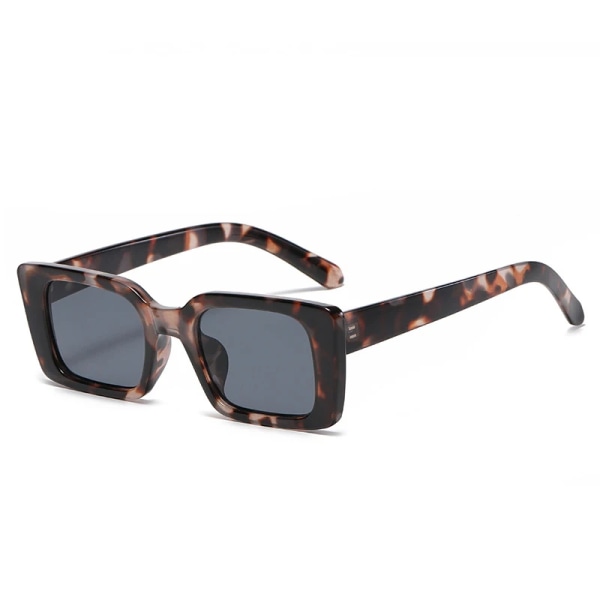 SO&EI Ins Populärt mode Små rektangulära solglasögon Kvinnor Retro Leopard Skärmar UV400 Män Trendiga fyrkantiga solglasögon Black leopard gray As the picture