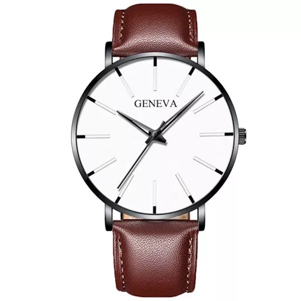 Herrmode Minimalistisk Ultra Tunna klockor för män Enkel Business Rostfritt stål Mesh bälte Quartz Watch relogio masculino Leather Brown White