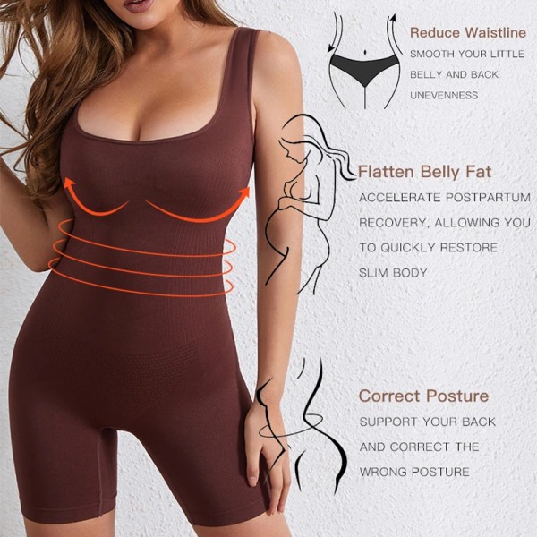 Kvinnor Postpartum Magen Tight Body Shaper Underkläder Seamless Shapewear Body Stor storlek Waist Trainer Butt Lifter Shaping Top Brown XL-XXL