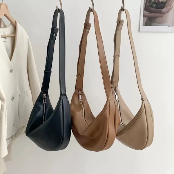 Dragkedja Damväska Koreansk Designer Middle Hobos Damhandväskor Högkvalitativt PU-läder Damaxel Crossbody-väska Helförsäljning Apricot 38cm(L)x4(W)x20(H)