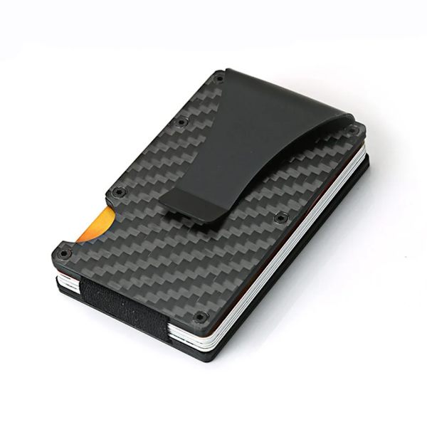 Slimma plånböcker för män Smart Minimalistisk Tunn Plånbok Hane Metall Kolfiber Aluminium RFID Lyx Designer Korthållare 2022 Handväska carbon clip