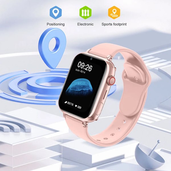 Barn 4G Smart Watch SOS GPS Platsspårare Simkort Videosamtal WiFi Chat Kamera Ficklampa Vattentät Smartwatch För Barn Pink