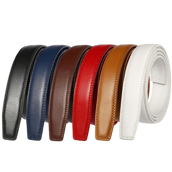 3,0 cm 3,1 cm bredd läderbälte utan spänne Designerbälten män Högkvalitativt läderrem 110-130 cm Red 110cm