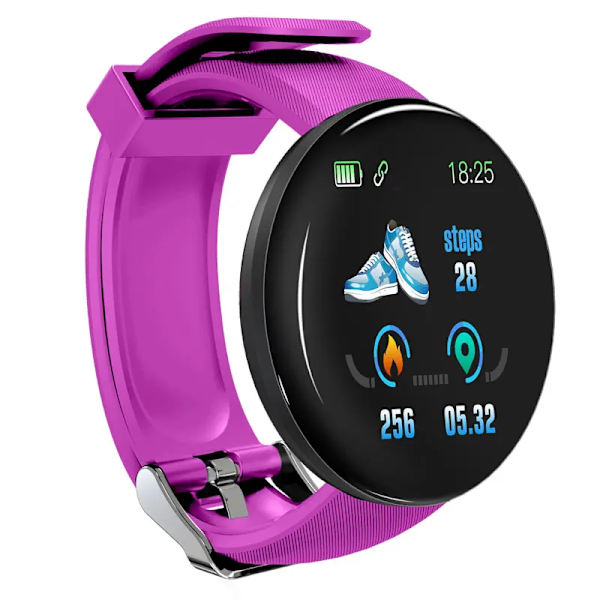 Män Klockor Blodtryck Rund Smart watch Dam Vattentät Sport Puls Fitness Tracker Klockor för Android IOS Telefon D20 Purple