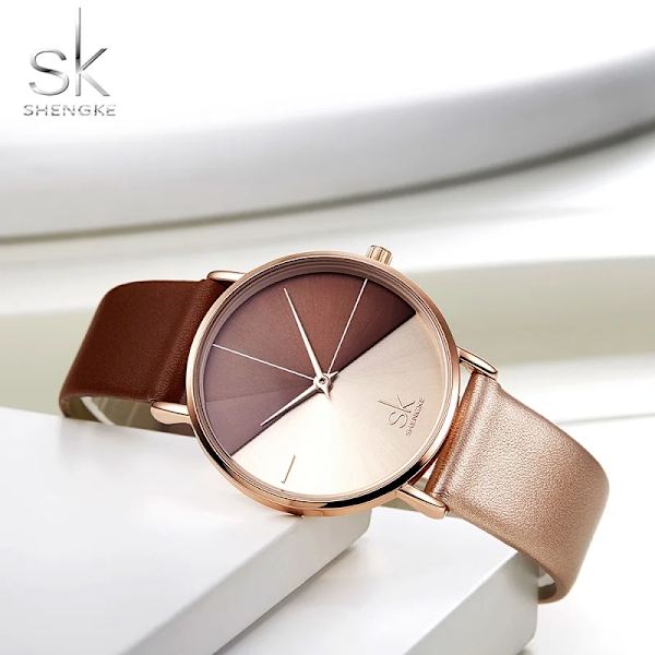 Shengke Original Design Dam Klockor Kreativt Mode Dam Quartz Armbandsur SK Dam Clock Movement Montre Feminino Watch greyblack