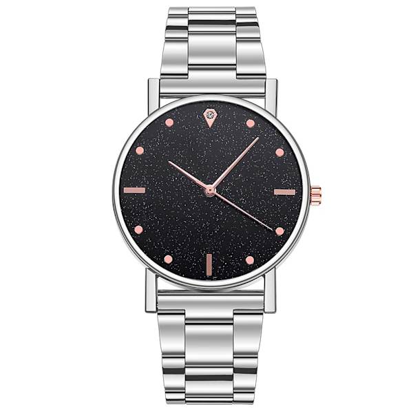 Svart Watch 2023 Toppmärke Lyx Stjärnhimmel Dam Rostfritt stålband Analog Quartz Armbandsur för 01 RoseGold-Red