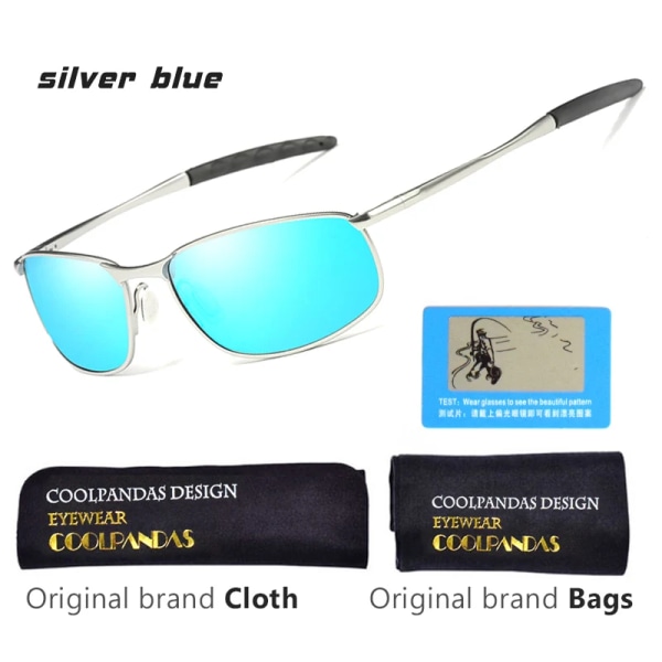 CoolPandas 2022 polariserade solglasögon Herr Märkesdesigner Liten lins Solglasögon Herr Solglasögon för körning gafas oculos de sol UV400 silver blue Polarized lens