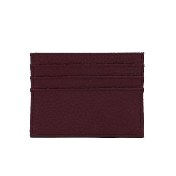 Anpassad 100 % koläder Pebble Mönster Kreditkortshållare Smal plånbok Män Kvinnor Plånbok Pocket Card Custom Initial Letters Case Burgundy 0695