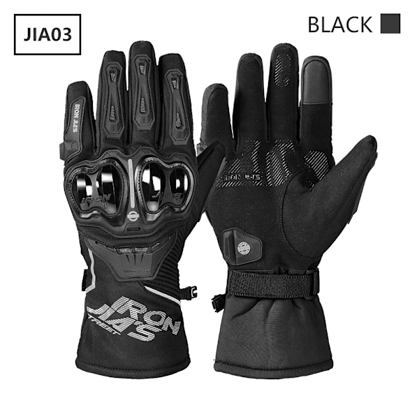 Iron Jia'S Vinter Motorcykelhandskar Varma Vattentäta Skyddande Guantes Moto Pekskärm Motorcykelkörning Motosiklet Eldiveni JIA03-Black XL