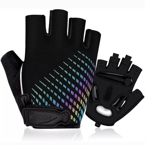 MOREOK Cykelhandskar Half Finger 5MM Gel Cykelhandskar Antisladd Cykelhandskar Stötsäkra Outdoor MTB Cykelhandskar för Herr Dam Fluorescent Green L
