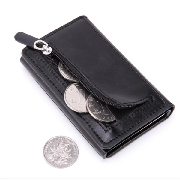 Bycobecy Anpassat namn Läderplånbok Herr Case Magnetkorthållare Smart Wallet Stöldskydds RFID-korthållare X-60-Carbon Black