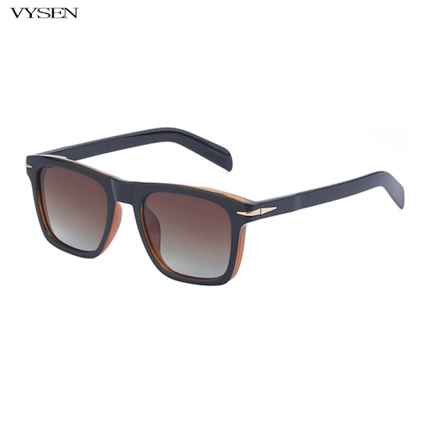 Fyrkantiga Lyxiga Polariserade Solglasögon Män Kvinnor 2022 Retro märkesdesigner Polar Solskydd Glasögon Man Nya Oculos De Sol Masculino C3 Black Brown With the box