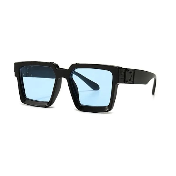 SHAUNA Retro fyrkantiga solglasögon Kvinnor Märke Designer Sommarstilar Godisfärger Mode Silver Spegelskärmar Män UV400 Black Blue as the picture