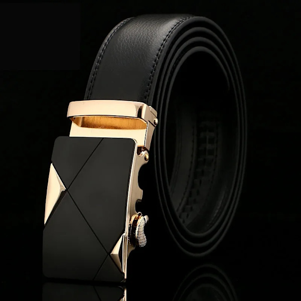 Kända märkesbälte män toppkvalitet äkta lyxdesign läderbälten rem hane metall automatiskt spänne Cinturones Para Hombre RS02-Gold 100cm 27to29 Incn