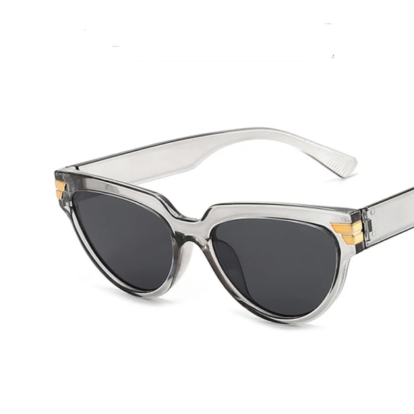 Nya Små rektangulära solglasögon Kvinnor Lyxmärke Klassiskt Cat Eye Lady Sexigt mode Solglasögon Skärmar För Kvinnor UV400 Transparent gray As Picture