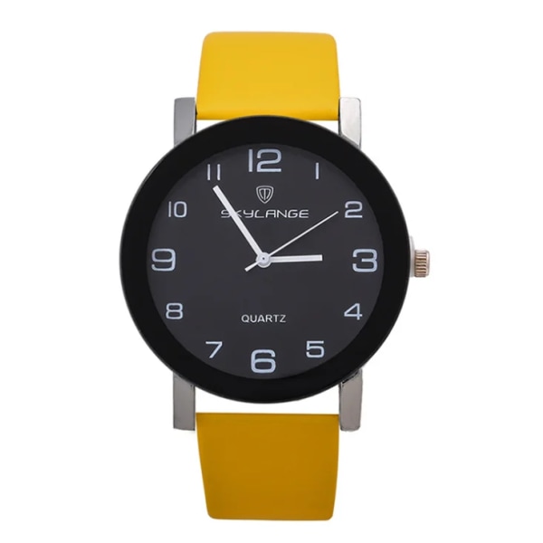 Watch Dammode Läder Svart Analog Quartz Armbandsur Dam Kvinnlig Klocka Relogio Feminino Reloj Mujer yellow