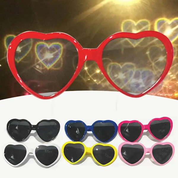 Love Special Effect Hjärtformade glasögon Mode Hjärta Diffraktion Solglasögon Watch på Nattljusen Bli Love Special Effect RED A