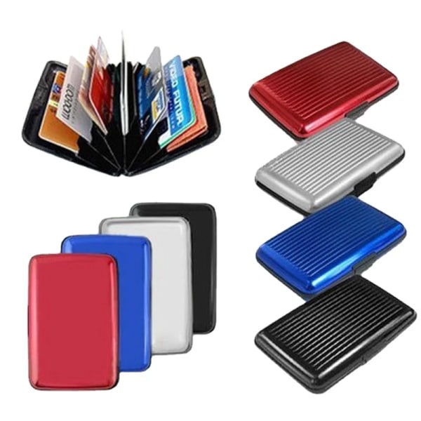 Män High-end aluminium rand Bankkorthållare Blockerande hårt case Solid Kreditkort Anti-RFID skanning Skydda korthållare Silver