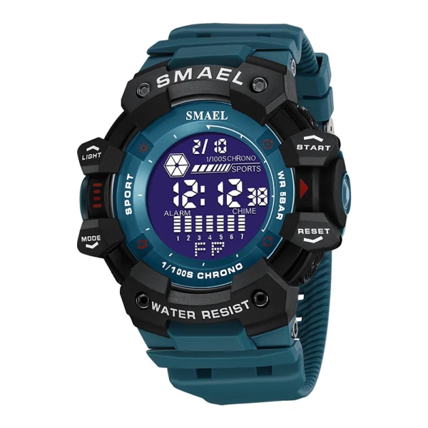 2023 Herrklockor Lyx Man Watch SMAEL 8050 Vattentät Big Dial Mode LED-bakgrundsbelysning Sport Digital watch för män Blue Style 1
