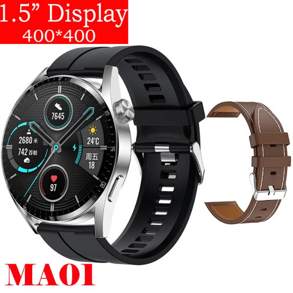 Ny Smart Watch Herr Android GT3 IP68 Vattentät NFC Smartwatch Trådlös Laddning Bluetooth Ring Herr Watch för Si Si-Br Le watch for men