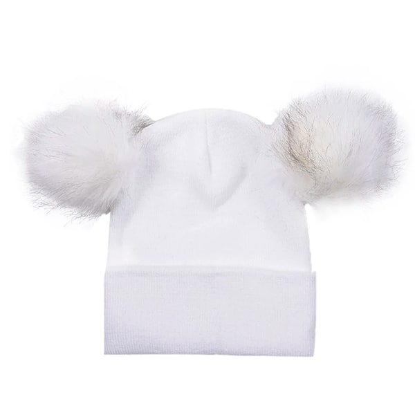 Wzcx Dubbla Pompom-mössor Stickade Hattar Enfärgad Håll Varmt Utomhus Unisex Kvinnor Elasticitet Vinter Pompom Hatt Type 1 One Size