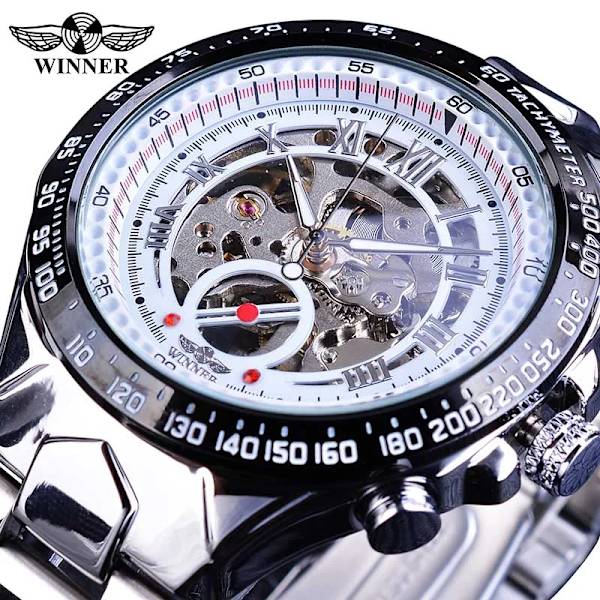 Vinnare Nytt nummer Sport Design Bezel Golden Watch Herrklockor Toppmärke Lyx Montre Homme Klocka Herr Automatisk Watch New White