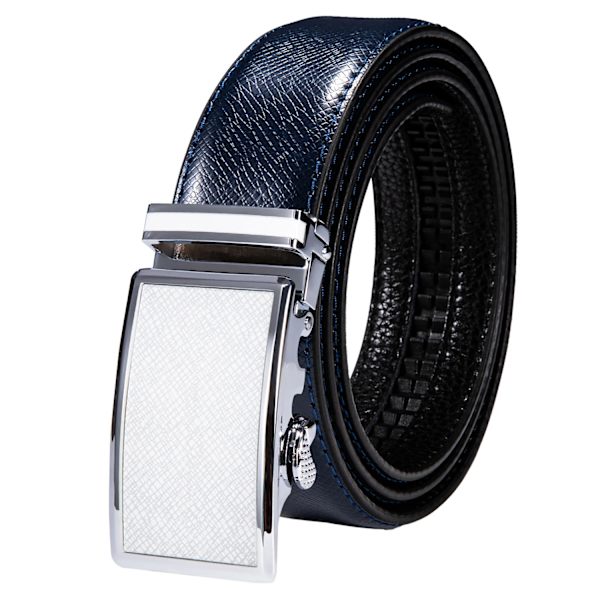 Högkvalitativt märke herrbälten blå koläder Automatiska spännen Spärr midjeband Bälte för män Klänning Jeans Kostym Byxor Present 2205DME 130cm