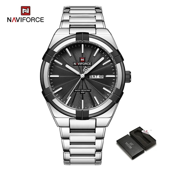 Topp originalmärke NAVIFORCE Quartz klockor för män Lyx vattentät rostfritt stål Casual Armbandsur 2023 Ny modedesign SB-BOX
