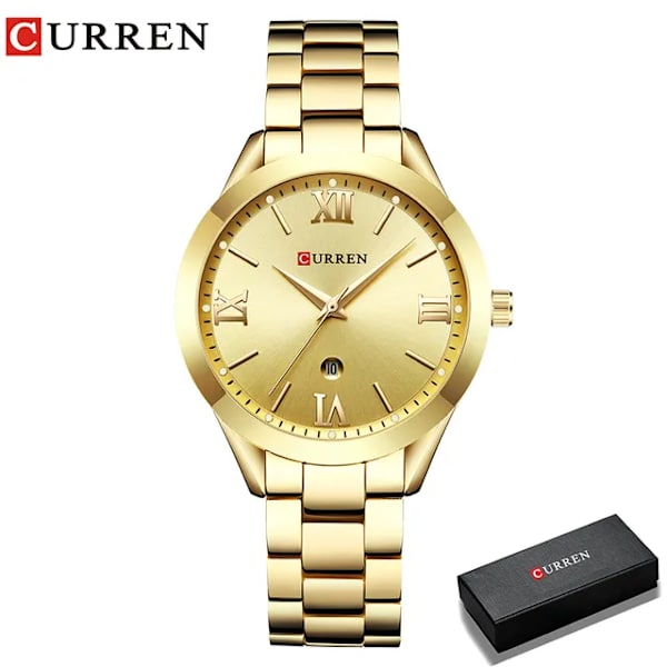 CURREN Watch För Dam Mode Retro Dam Watch Vattentät Stål Watch För Dam Jul Relógio Feminino 9007 gold box