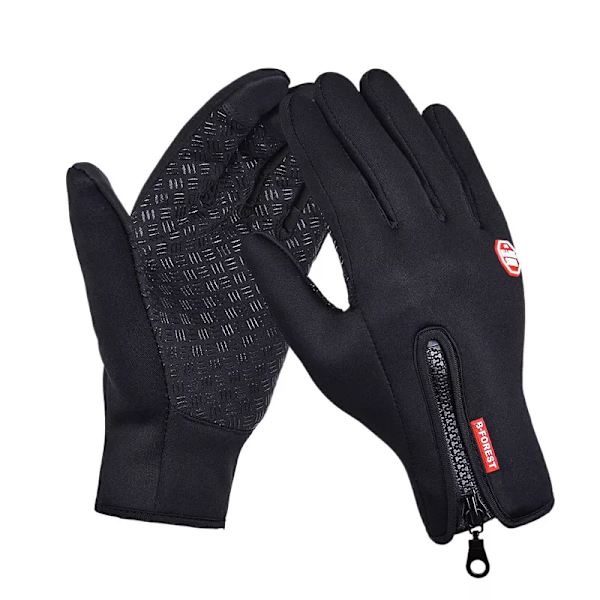 Unisex Vinter Thermal Varm Cykel Pekskärmshandskar Utomhuscamping Vandring Motorcykelhandskar Mjuk Varm Helfinger Black M