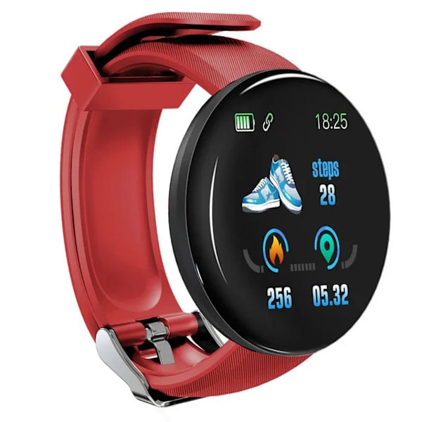 Män Klockor Blodtryck Rund Smart watch Dam Vattentät Sport Puls Fitness Tracker Klockor för Android IOS Telefon D20 Red