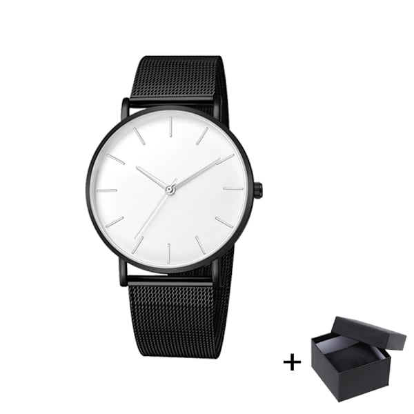 Watch 2022 Lyxmode Enkel Armbandsur Läder Guld Urtavla Casual Man Brecalet Quartz Clock Vip-länk för droppe 568 Black white