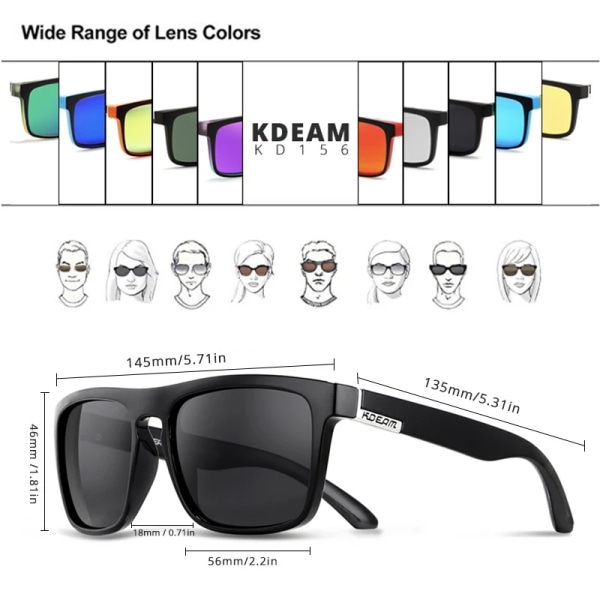 Fashion Guy's Solglasögon från KDEAM Polarized Solglasögon Herr Klassisk design All-Fit Spegel Solglasögon Med Brand Box CE C10 Photochromic