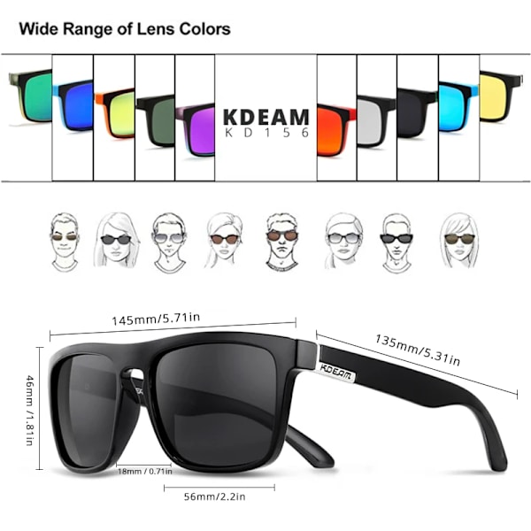 Fashion Guy's Solglasögon från KDEAM Polarized Solglasögon Herr Klassisk design All-Fit Spegel Solglasögon Med Brand Box CE C20
