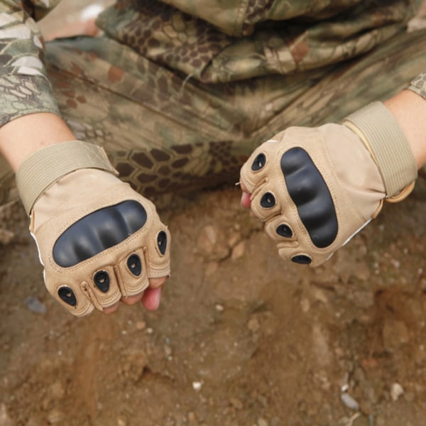 Halvfingerhandskar för män, militära taktiska utomhushandskar, sportskytte, jakt, airsoft, motorcykel, cykelhandskar black XL